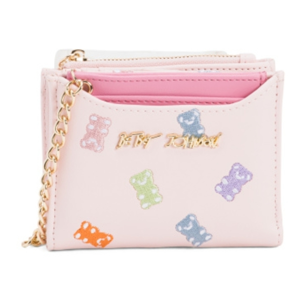 💕▪️Betsey Johnson ▪️Pink Gummy Bear Pattern Wallet With Card Case
